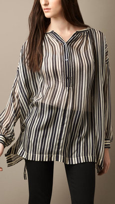 Burberry Oversize Striped Silk Shirt