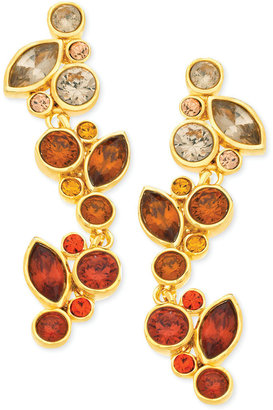 T Tahari Gold-Tone Long Coral Crystal Linear Earrings