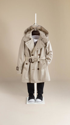 Burberry Hooded Cotton Twill Trench Coat