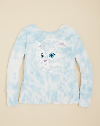 Wildfox Couture Girls' Cat Print Thermal Tee - Sizes 4-6X