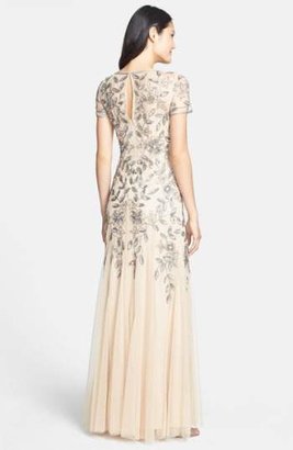 Adrianna Papell Women's Floral Beaded Trumpet Gown