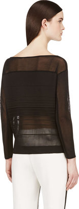 Helmut Lang Black Semi-Sheer Linear Degrade Sweater