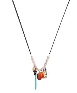 Orelia Bead Charm Cluster Necklace - multi