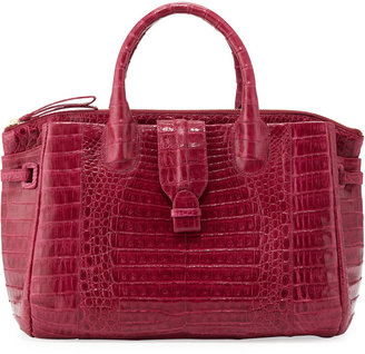 Nancy Gonzalez Cristina Medium Center-Zip Crocodile Tote Bag, Pink