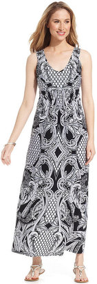 Style&Co. Petite Sleeveless Printed Studded Maxi Dress