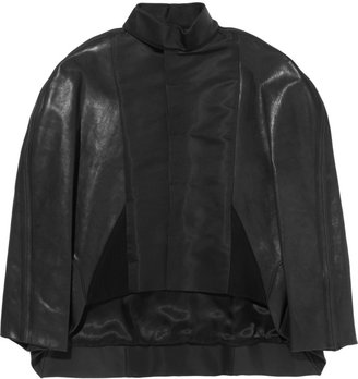 Rick Owens Silk satin-paneled leather jacket