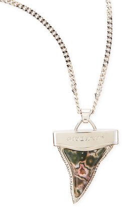 Givenchy Silvertone Doubled Shark Tooth Necklace, Jasper/Rhodonite
