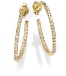 Roberto Coin Diamond & 18K Yellow Gold Hoop Earrings/1"