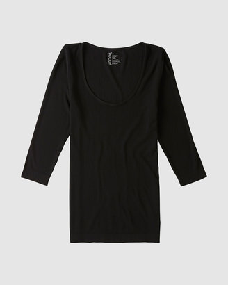 Boody - Women's Black Sleepwear - 3-4 Sleeve Scoop Top - Size S at The Iconic