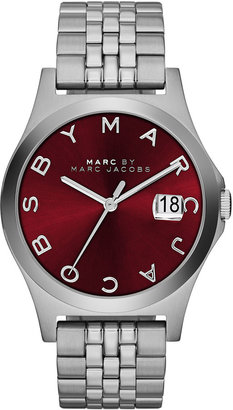 Marc by Marc Jacobs 36mm The Slim Stainless Watch with Bracelet, Red Dial