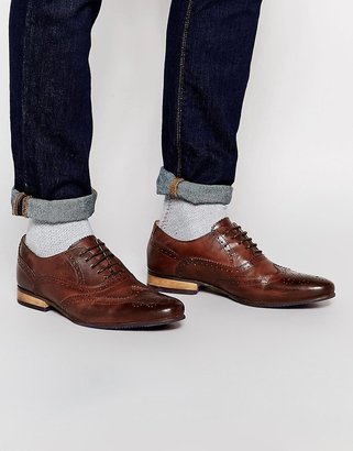 ASOS Brogue Shoes With Coloured Tread - Brown