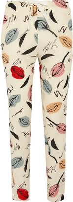 Sonia Rykiel Printed cotton-blend crepe straight-leg pants