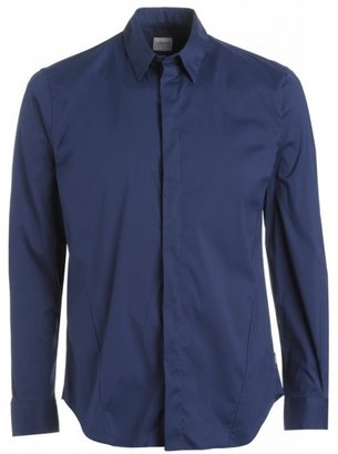 Armani Collezioni Royal Blue Long Sleeve Super Stretch Cotton Shirt