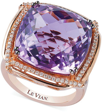 LeVian Lavender Quartz (21-1/4 ct. t.w.) and Diamond (5/8 ct. t.w.) Ring in 14k Rose Gold