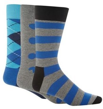 Happy Socks Pack of three blue argyle patterned socks