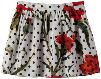 Dolce & Gabbana flower-printed percale skirt - white, black and red