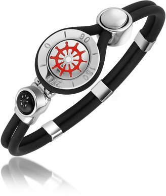 Forzieri Rudder & Compass Stainless Steel and Rubber Bracelet