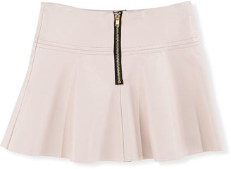 Milly Minis Emmy Faux-Leather Flare Skirt, Blush, Sizes 2-7