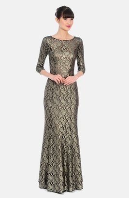 Kay Unger Metallic Lace Trumpet Gown