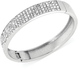 Touch of Silver Crystal Pave Bangle Bracelet in Silver-Plated Metal