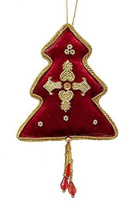 Sterling Burgundy And Gold Velvet Tree Christmas Ornament With Tassel