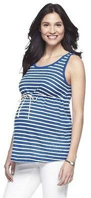 Merona Maternity Sleeveless Tie Waist Top Blue/White-Mer ona®