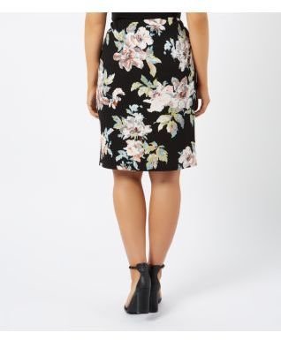 New Look Inspire Black Floral Print Pencil Skirt
