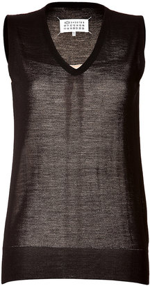 Maison  Margiela Wool Knit Top with Contrast Back in Nude