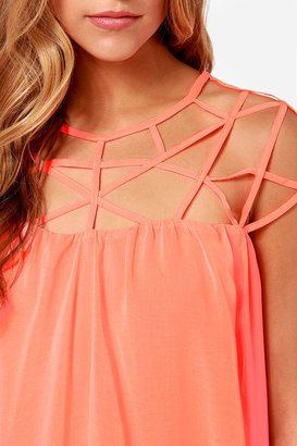 LULUS Exclusive All the Cage Neon Coral Dress