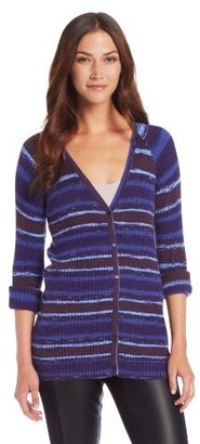 Anna Sui Women's Space Dye Rib Knit Cardigan Sweater