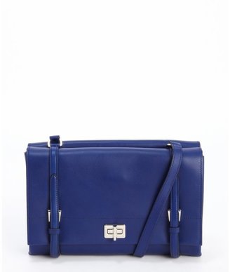 Prada blue leather dual compartment shoulder bag
