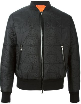 Neil Barrett geometric stitch detailed bomber jacket