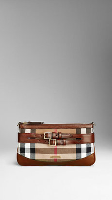 Burberry House Check Buckle Detail Clutch Bag