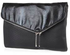 River Island Black oversized asymmetric zip clutch bag