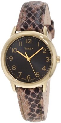 Timex Women's T2N965 Elevated Classics Taupe Python Patterned Strap Watch