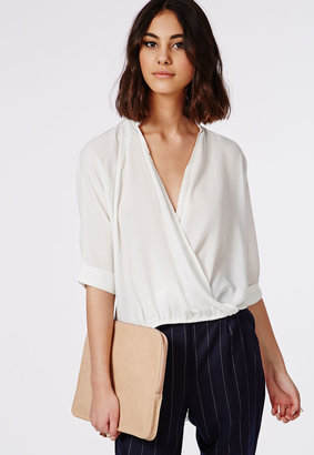 Missguided Front Dropped Hem Blouse White