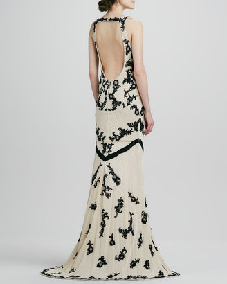 Alice + Olivia Abigail Beaded Open-Back Gown