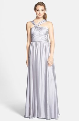 Monique Lhuillier ML Bridesmaids Twist Shoulder Satin Chiffon Gown (Nordstrom Exclusive)