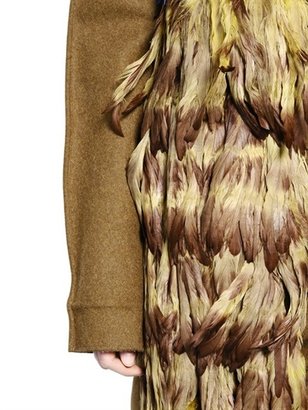 Marni Feather Embellished Wool Felt Coat