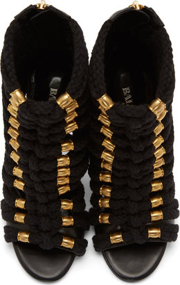 Balmain Black Leather & Braided Ikki Stilettos