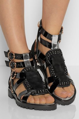 Webster Sophia Marnee embellished suede and patent-leather sandals