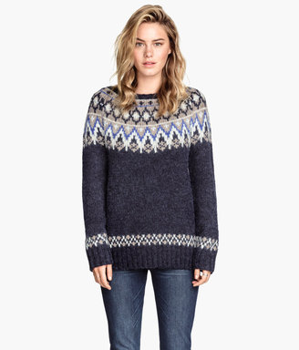 H&M Jacquard-knit Sweater - Natural white - Ladies