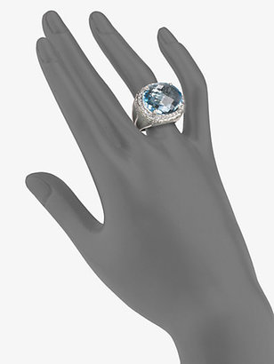 John Hardy Bamboo Sky Blue Topaz, White Sapphire & Sterling Silver Dome Ring