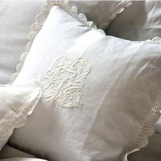 Pom Pom at Home Bedding Prague Linen Pillow Sham White with Antique Lace