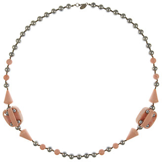 Miriam Haskell Eclectica Vintage 1960s Pearl and Resin Necklace, PinkGrey