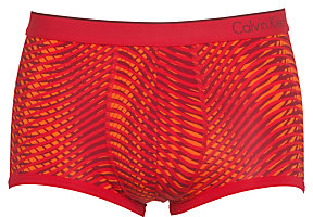 Calvin Klein Underwear CK One Micro Low Rise Wave Print Trunks, Red/Orange
