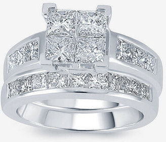 MODERN BRIDE 3 CT. T.W. Diamond 14K White Gold Quad Princess Bridal Ring Set