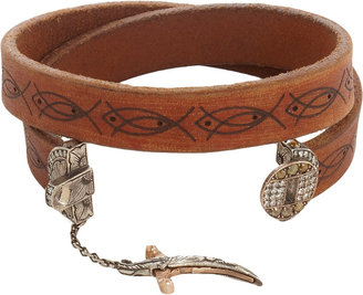 Sevan Biçakci Leather Wrap Bracelet with Diamond Dagger Closure