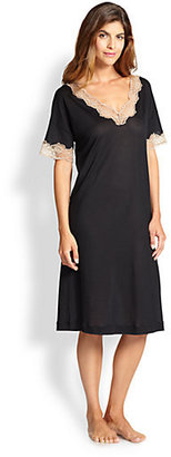 Hanro Uptown Lace-Trim Jersey Short Gown
