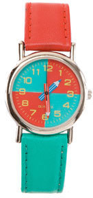 American Apparel Vintage Red/Green Pencil Hand Leather Band Watch
